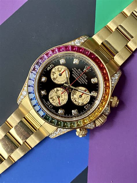 gold rolex daytona rainbow|rolex rainbow 2021 price.